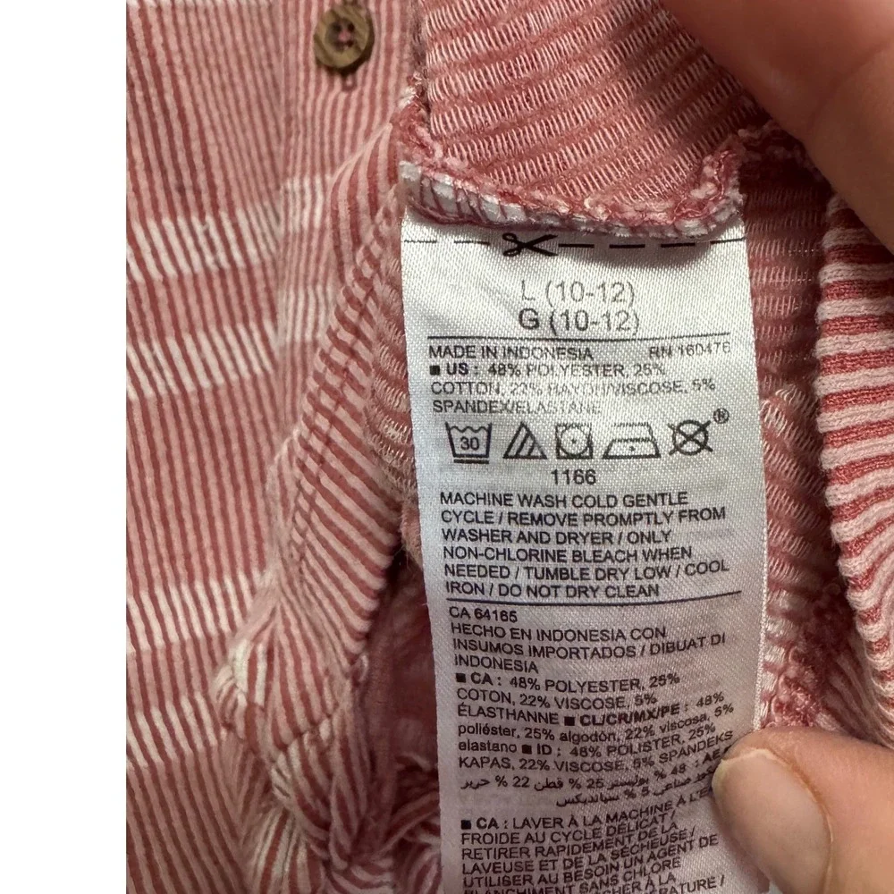 Old Navy Tank Top Kids L 10-12‎ Pink Excellent Striped Tie Front Button Ribbed